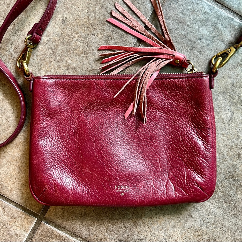 Fossil Leather Mini Crossbody